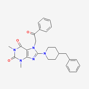 molecular formula C27H29N5O3 B7783656 8-(4-benzylpiperidin-1-yl)-1,3-dimethyl-7-(2-oxo-2-phenylethyl)-3,7-dihydro-1H-purine-2,6-dione 