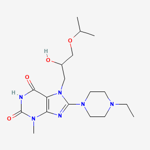 molecular formula C18H30N6O4 B7783678 8-(4-ethylpiperazin-1-yl)-7-(2-hydroxy-3-isopropoxypropyl)-3-methyl-3,7-dihydro-1H-purine-2,6-dione 