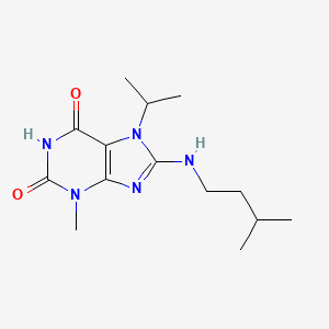 molecular formula C14H23N5O2 B7783706 6-hydroxy-3-methyl-8-[(3-methylbutyl)amino]-7-(propan-2-yl)-3,7-dihydro-2H-purin-2-one 