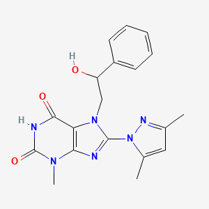 molecular formula C19H20N6O3 B7783715 8-(3,5-dimethyl-1H-pyrazol-1-yl)-6-hydroxy-7-(2-hydroxy-2-phenylethyl)-3-methyl-3,7-dihydro-2H-purin-2-one 