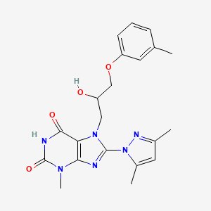 molecular formula C21H24N6O4 B7783721 8-(3,5-Dimethylpyrazol-1-yl)-7-[2-hydroxy-3-(3-methylphenoxy)propyl]-3-methylpurine-2,6-dione 