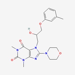 molecular formula C21H27N5O5 B7783732 7-[2-hydroxy-3-(3-methylphenoxy)propyl]-1,3-dimethyl-8-(morpholin-4-yl)-3,7-dihydro-1H-purine-2,6-dione 