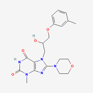 molecular formula C20H25N5O5 B7783746 7-[2-hydroxy-3-(3-methylphenoxy)propyl]-3-methyl-8-morpholin-4-yl-3,7-dihydro-1H-purine-2,6-dione 