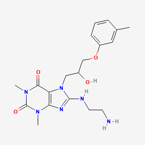 molecular formula C19H26N6O4 B7783758 8-[(2-aminoethyl)amino]-7-[2-hydroxy-3-(3-methylphenoxy)propyl]-1,3-dimethyl-3,7-dihydro-1H-purine-2,6-dione 