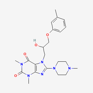 molecular formula C22H30N6O4 B7783767 7-[2-hydroxy-3-(3-methylphenoxy)propyl]-1,3-dimethyl-8-(4-methylpiperazin-1-yl)-3,7-dihydro-1H-purine-2,6-dione 
