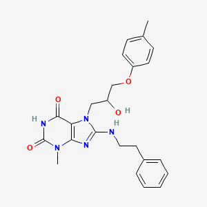 molecular formula C24H27N5O4 B7783771 7-[2-hydroxy-3-(4-methylphenoxy)propyl]-3-methyl-8-[(2-phenylethyl)amino]-3,7-dihydro-1H-purine-2,6-dione 
