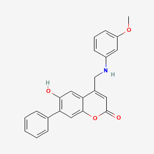 molecular formula C23H19NO4 B7783776 6-hydroxy-4-{[(3-methoxyphenyl)amino]methyl}-7-phenyl-2H-chromen-2-one 