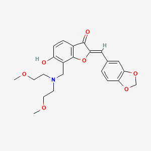 molecular formula C23H25NO7 B7783794 (2Z)-2-(1,3-benzodioxol-5-ylmethylidene)-7-{[bis(2-methoxyethyl)amino]methyl}-6-hydroxy-1-benzofuran-3(2H)-one 