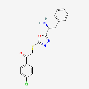 molecular formula C18H16ClN3O2S B7783825 2-[[5-[(1S)-1-amino-2-phenylethyl]-1,3,4-oxadiazol-2-yl]sulfanyl]-1-(4-chlorophenyl)ethanone 