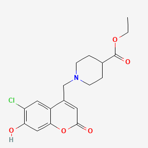 molecular formula C18H20ClNO5 B7783877 ethyl 1-((6-chloro-7-hydroxy-2-oxo-2H-chromen-4-yl)methyl)piperidine-4-carboxylate 