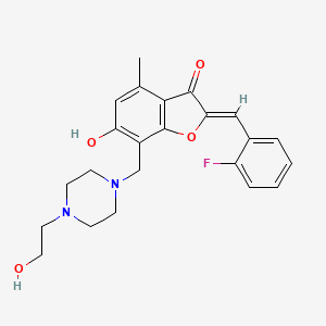 molecular formula C23H25FN2O4 B7783922 (2Z)-2-(2-fluorobenzylidene)-6-hydroxy-7-{[4-(2-hydroxyethyl)piperazin-1-yl]methyl}-4-methyl-1-benzofuran-3(2H)-one 