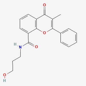 molecular formula C20H19NO4 B7783939 N-(3-hydroxypropyl)-3-methyl-4-oxo-2-phenyl-4H-chromene-8-carboxamide 