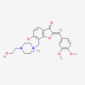 (2Z)-2-(3,4-dimethoxybenzylidene)-7-{[4-(2-hydroxyethyl)piperazin-1-ium-1-yl]methyl}-3-oxo-2,3-dihydro-1-benzofuran-6-olate