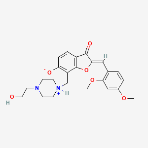 molecular formula C24H28N2O6 B7783991 (2Z)-2-(2,4-dimethoxybenzylidene)-7-{[4-(2-hydroxyethyl)piperazin-1-ium-1-yl]methyl}-3-oxo-2,3-dihydro-1-benzofuran-6-olate 