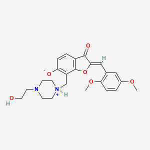 (2Z)-2-(2,5-dimethoxybenzylidene)-7-{[4-(2-hydroxyethyl)piperazin-1-ium-1-yl]methyl}-3-oxo-2,3-dihydro-1-benzofuran-6-olate