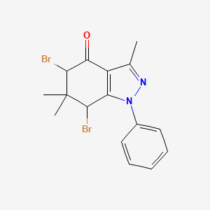 molecular formula C16H16Br2N2O B7784078 5,7-dibromo-3,6,6-trimethyl-1-phenyl-1,5,6,7-tetrahydro-4H-indazol-4-one 