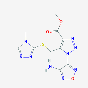 molecular formula C10H11N9O3S B7784119 methyl 1-(4-amino-1,2,5-oxadiazol-3-yl)-5-{[(4-methyl-4H-1,2,4-triazol-3-yl)sulfanyl]methyl}-1H-1,2,3-triazole-4-carboxylate 