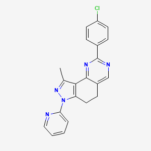 molecular formula C21H16ClN5 B7784340 2-(4-chlorophenyl)-9-methyl-7-(2-pyridyl)-6,7-dihydro-5H-pyrazolo[3,4-h]quinazoline 