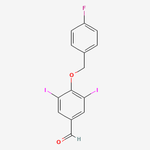 molecular formula C14H9FI2O2 B7784351 4-[(4-Fluorobenzyl)oxy]-3,5-diiodobenzaldehyde 