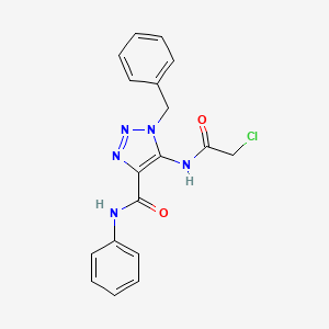 molecular formula C18H16ClN5O2 B7784360 1-benzyl-5-[(chloroacetyl)amino]-N-phenyl-1H-1,2,3-triazole-4-carboxamide 