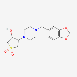 molecular formula C16H22N2O5S B7784419 4-[4-(1,3-Benzodioxol-5-ylmethyl)piperazin-1-yl]tetrahydrothiophene-3-ol 1,1-dioxide 