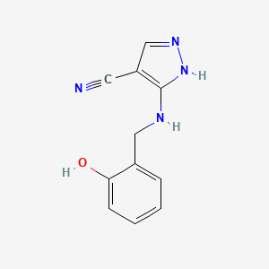 molecular formula C11H10N4O B7784461 1H-Pyrazole-4-carbonitrile, 5-(2-hydroxybenzylamino)- 