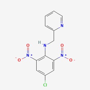 molecular formula C12H9ClN4O4 B7784598 4-chloro-2,6-dinitro-N-(pyridin-2-ylmethyl)aniline 