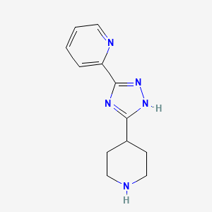 molecular formula C12H15N5 B7784667 2-(3-piperidin-4-yl-1H-1,2,4-triazol-5-yl)pyridine 