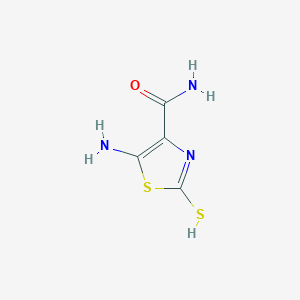 molecular formula C4H5N3OS2 B7784679 5-amino-2-sulfanyl-1,3-thiazole-4-carboxamide 