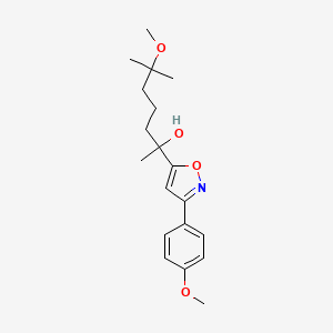 molecular formula C19H27NO4 B7784772 6-Methoxy-2-[3-(4-methoxyphenyl)isoxazol-5-yl]-6-methylheptan-2-ol CAS No. 890093-08-0