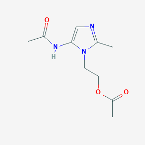 molecular formula C10H15N3O3 B7784785 Acetic acid, 2-[5-(acetylamino)-2-methyl-1H-imidazol-1-yl]ethyl ester 