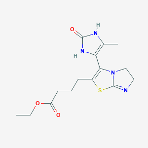 molecular formula C15H20N4O3S B7784800 ethyl 4-[3-(5-methyl-2-oxo-2,3-dihydro-1H-imidazol-4-yl)-5,6-dihydroimidazo[2,1-b][1,3]thiazol-2-yl]butanoate 