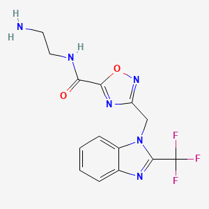 molecular formula C14H13F3N6O2 B7784840 N-(2-aminoethyl)-3-{[2-(trifluoromethyl)-1H-benzimidazol-1-yl]methyl}-1,2,4-oxadiazole-5-carboxamide 
