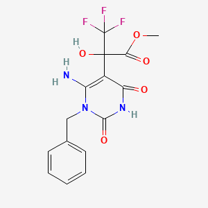 molecular formula C15H14F3N3O5 B7784966 Methyl 2-(6-amino-1-benzyl-2,4-dioxo-1,2,3,4-tetrahydro-5-pyrimidinyl)-3,3,3-trifluoro-2-hydroxypropanoate 