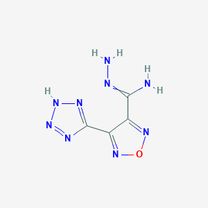 molecular formula C4H5N9O B7785043 N-amino-4-(1H-1,2,3,4-tetrazol-5-yl)-1,2,5-oxadiazole-3-carboximidamide 