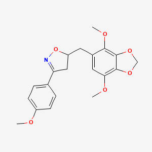 molecular formula C20H21NO6 B7785083 4-{5-[(4,7-Dimethoxy-1,3-benzodioxol-5-yl)methyl]-4,5-dihydro-3-isoxazolyl}phenyl methyl ether 