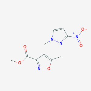 molecular formula C10H10N4O5 B7785162 Methyl 5-methyl-4-((3-nitro-1H-pyrazol-1-yl)methyl)isoxazole-3-carboxylate 