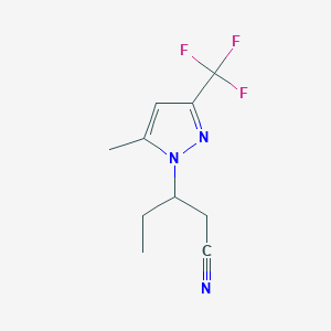 molecular formula C10H12F3N3 B7785193 3-(5-Methyl-3-(trifluoromethyl)-1H-pyrazol-1-yl)pentanenitrile 