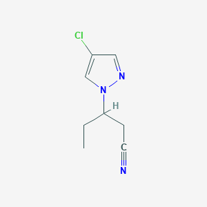 molecular formula C8H10ClN3 B7785197 3-(4-chloro-1H-pyrazol-1-yl)pentanenitrile 