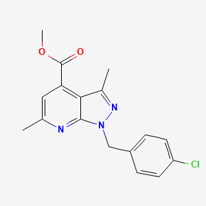 molecular formula C17H16ClN3O2 B7785235 methyl 1-(4-chlorobenzyl)-3,6-dimethyl-1H-pyrazolo[3,4-b]pyridine-4-carboxylate 