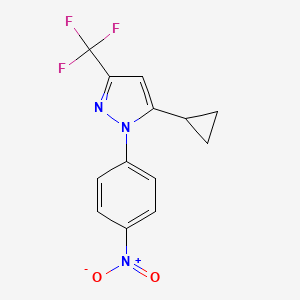 molecular formula C13H10F3N3O2 B7785250 5-cyclopropyl-1-(4-nitrophenyl)-3-(trifluoromethyl)-1H-pyrazole 