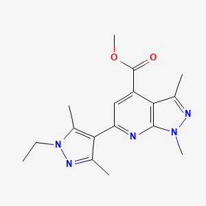 molecular formula C17H21N5O2 B7785326 methyl 6-(1-ethyl-3,5-dimethyl-1H-pyrazol-4-yl)-1,3-dimethyl-1H-pyrazolo[3,4-b]pyridine-4-carboxylate 