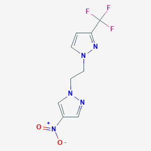 molecular formula C9H8F3N5O2 B7785348 4-Nitro-1-(2-(3-(trifluoromethyl)-1H-pyrazol-1-yl)ethyl)-1H-pyrazole 
