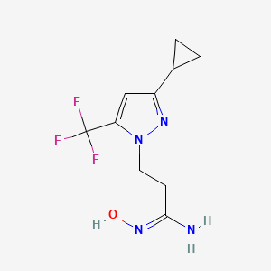 molecular formula C10H13F3N4O B7785372 (1E)-3-[3-cyclopropyl-5-(trifluoromethyl)-1H-pyrazol-1-yl]-N'-hydroxypropanimidamide 