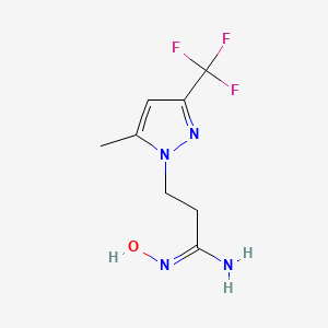 molecular formula C8H11F3N4O B7785392 N'-hydroxy-3-[5-methyl-3-(trifluoromethyl)pyrazol-1-yl]propanimidamide 