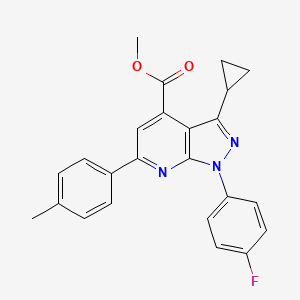 molecular formula C24H20FN3O2 B7785410 Methyl 3-cyclopropyl-1-(4-fluorophenyl)-6-(p-tolyl)-1H-pyrazolo[3,4-b]pyridine-4-carboxylate 