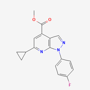 molecular formula C17H14FN3O2 B7785411 methyl 6-cyclopropyl-1-(4-fluorophenyl)-1H-pyrazolo[3,4-b]pyridine-4-carboxylate CAS No. 1011396-81-8