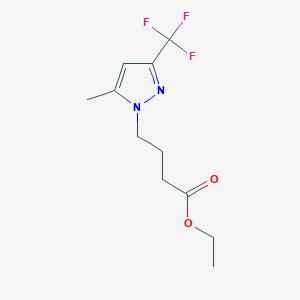 molecular formula C11H15F3N2O2 B7785415 Ethyl 4-(5-methyl-3-(trifluoromethyl)-1H-pyrazol-1-yl)butanoate 