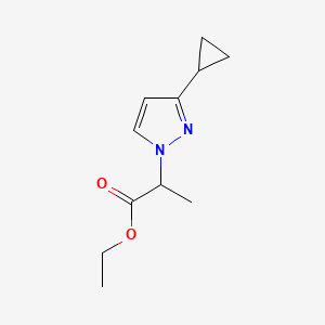 molecular formula C11H16N2O2 B7785443 ethyl 2-(3-cyclopropyl-1H-pyrazol-1-yl)propanoate 