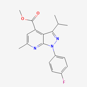 molecular formula C18H18FN3O2 B7785483 Methyl 1-(4-fluorophenyl)-3-isopropyl-6-methyl-1H-pyrazolo[3,4-b]pyridine-4-carboxylate 